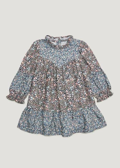Girls Blue Ditsy Floral Viscose Dress