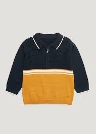 Boys Ribbed Panel Knitted Polo Shirt