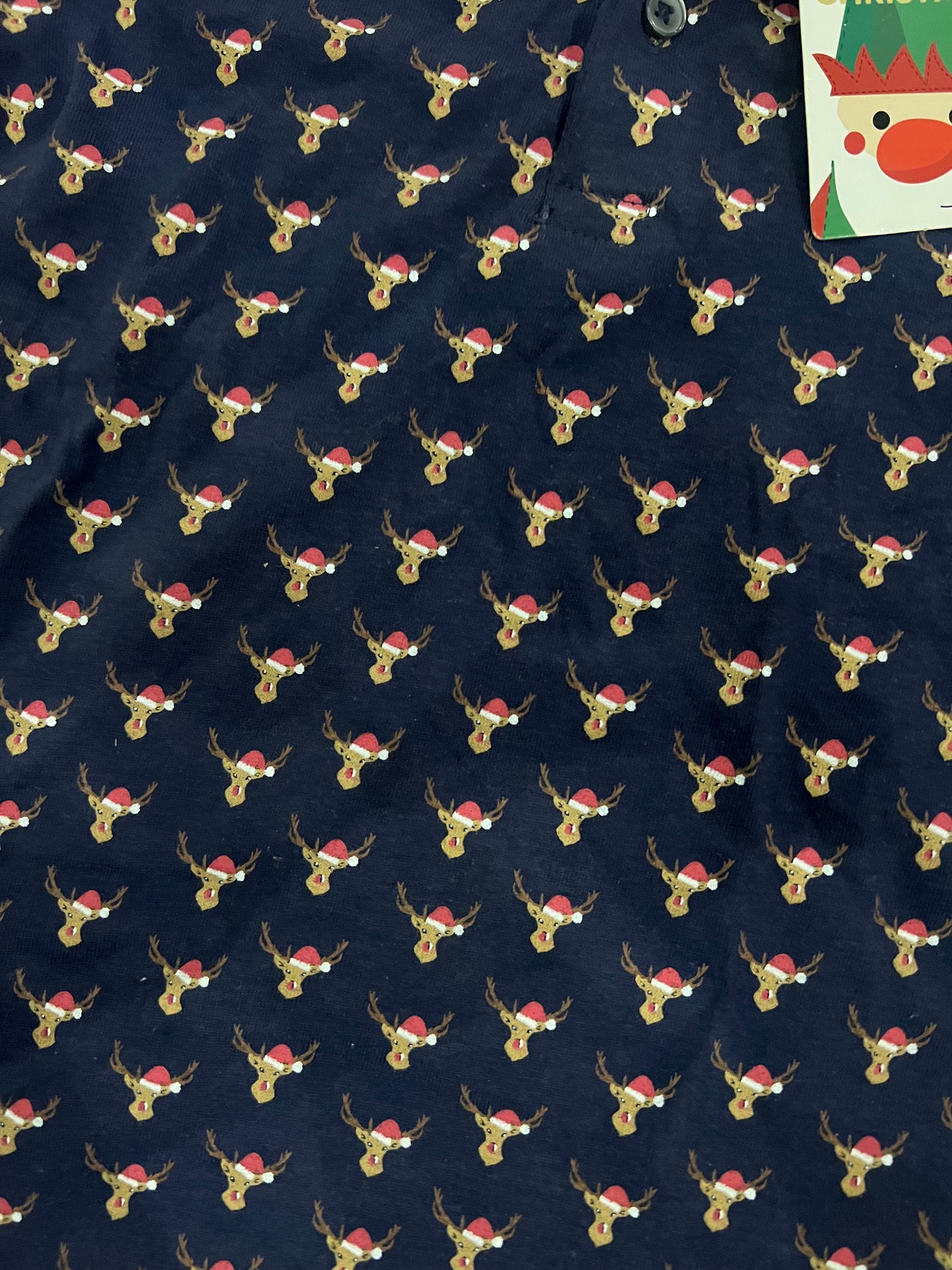 Next Christmas Regular Fit navy reindeer polo shirt.