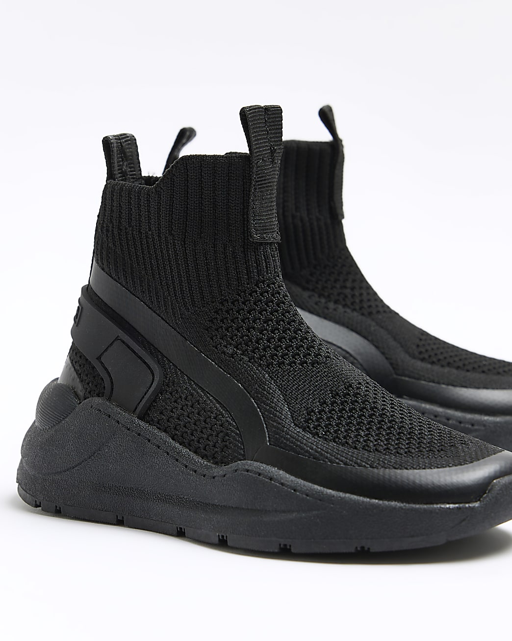 Mini Boys Black High Top Sock Trainers