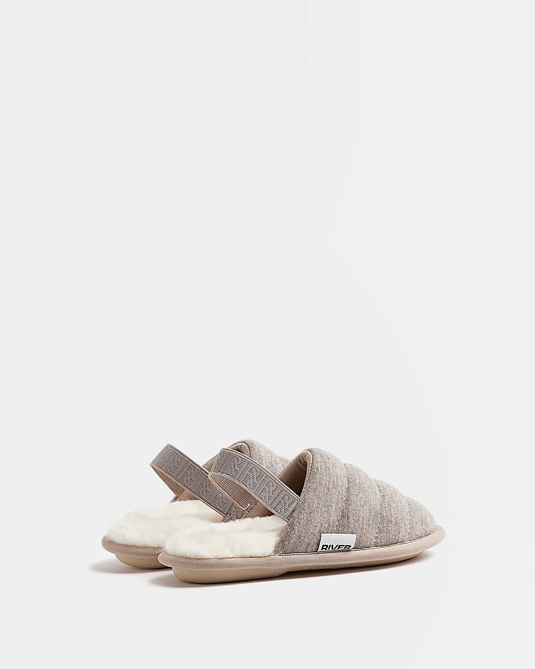 Boys Beige Quilted Fleece Slippers