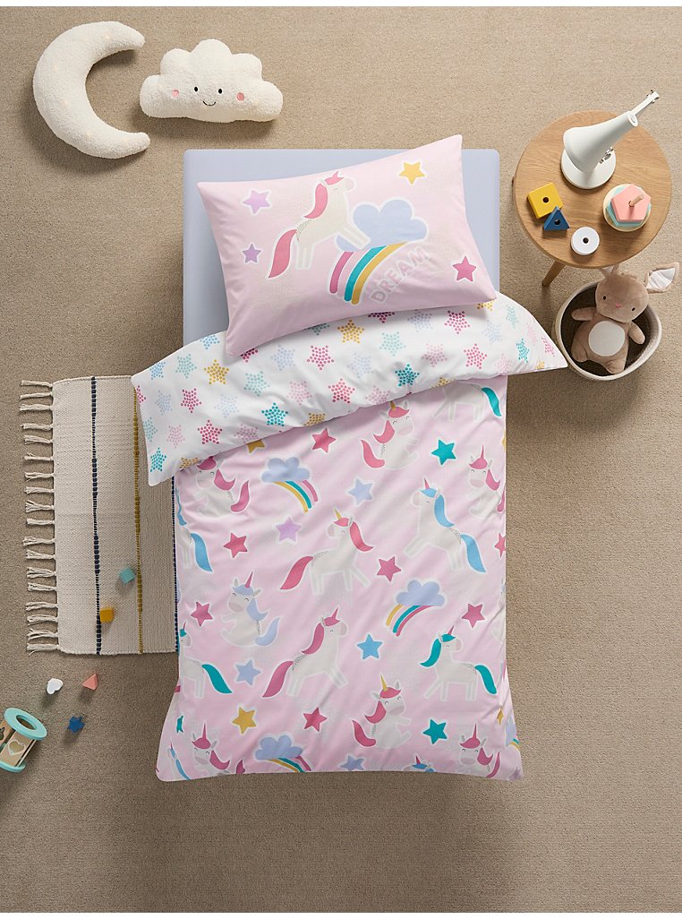 Unicorn & Rainbows Reversible Toddler Duvet Set