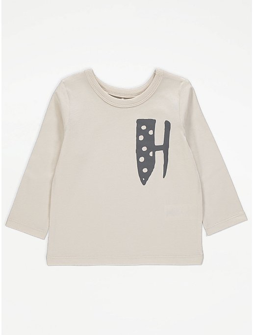 Stone Alphabet Letter H Spot Long Sleeve Top