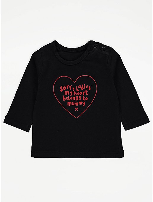 Black My Heart Belongs To Mummy Valentine’s Top