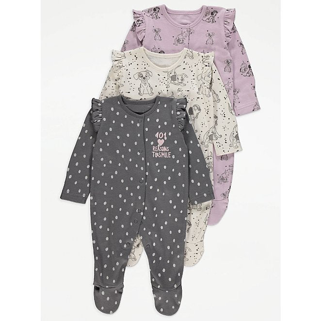 Disney 101 Dalmatians Frill Sleepsuits 3 Pack