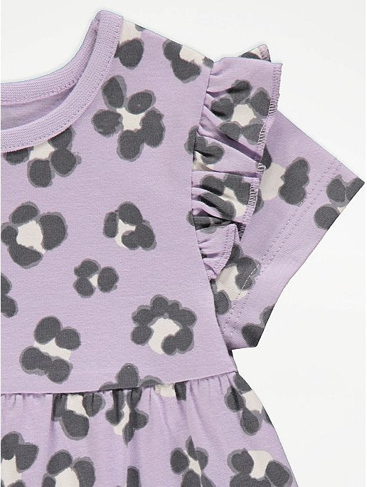 Lilac Animal Print Frill Dress