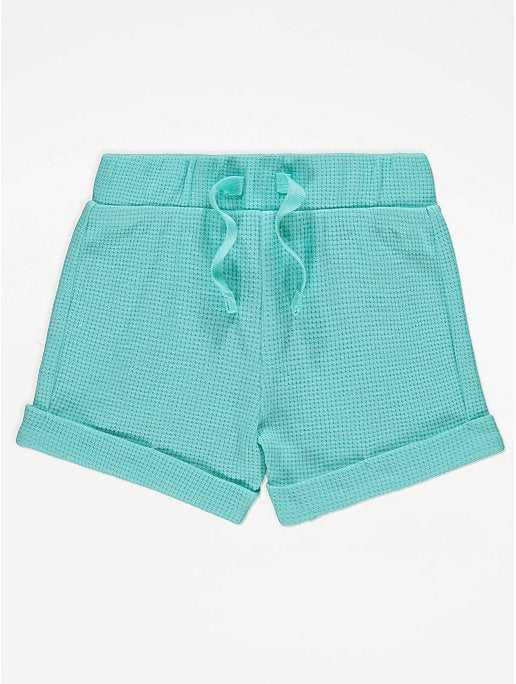 Turquoise Waffle Jersey Shorts