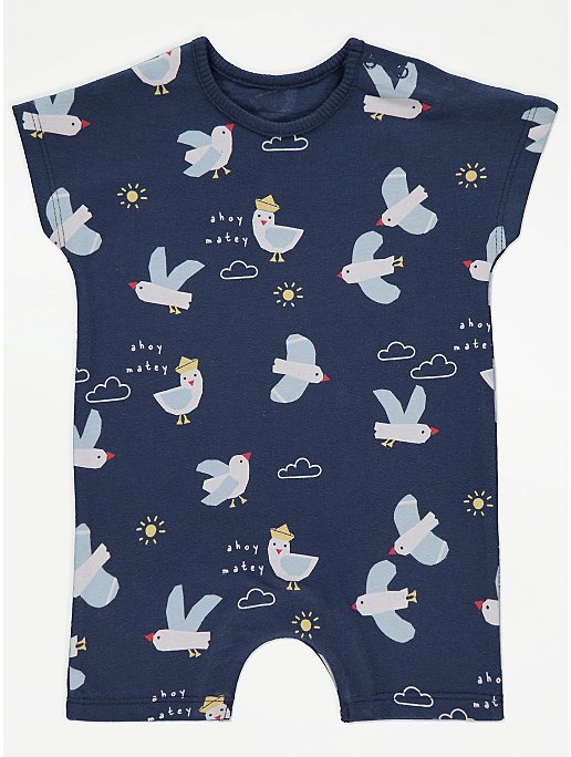 Navy Bird All In One Romper