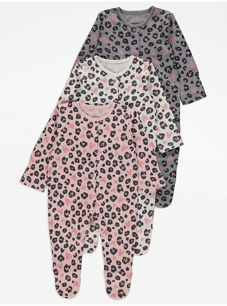 Leopard Print Sleepsuits 3 Pack