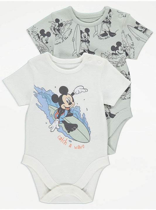 Disney Mickey Mouse Surfing Short Sleeve Bodysuits 2 Pack