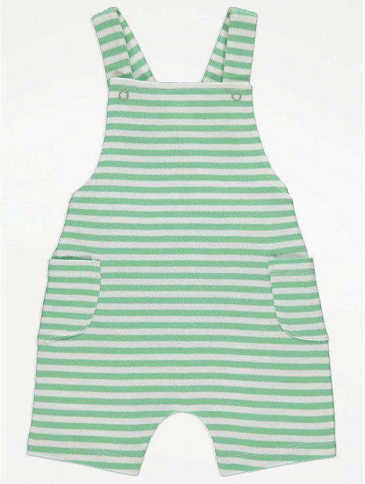 Green Striped Bibshort Romper