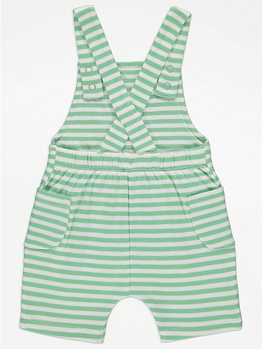 Green Striped Bibshort Romper