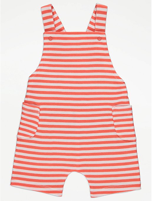 Orange Striped Bibshort Romper