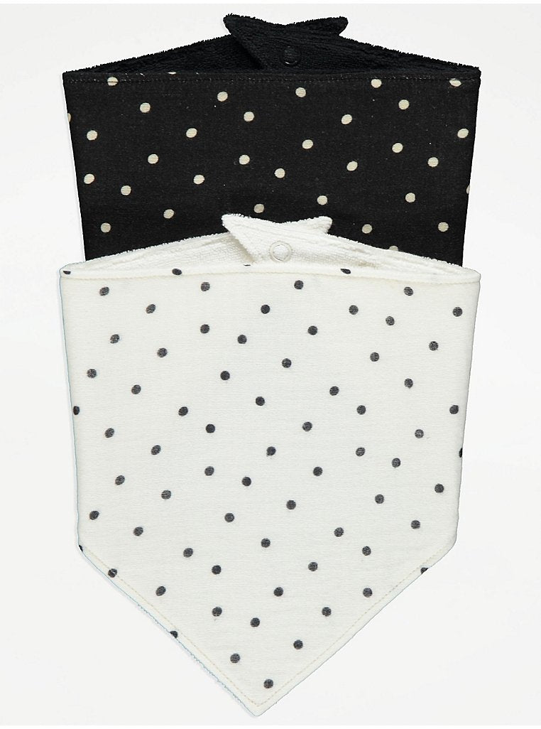 Monochrome Polka Dot Dribble Bibs 2 Pack