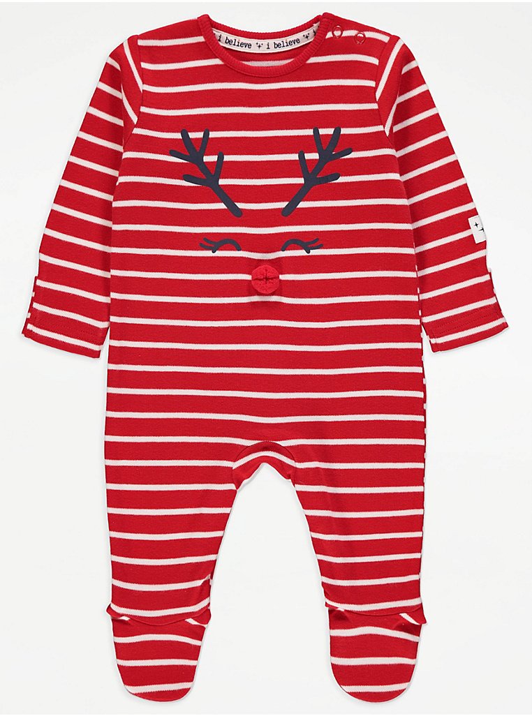 Red Reindeer Matching Baby Family Sleepsuit