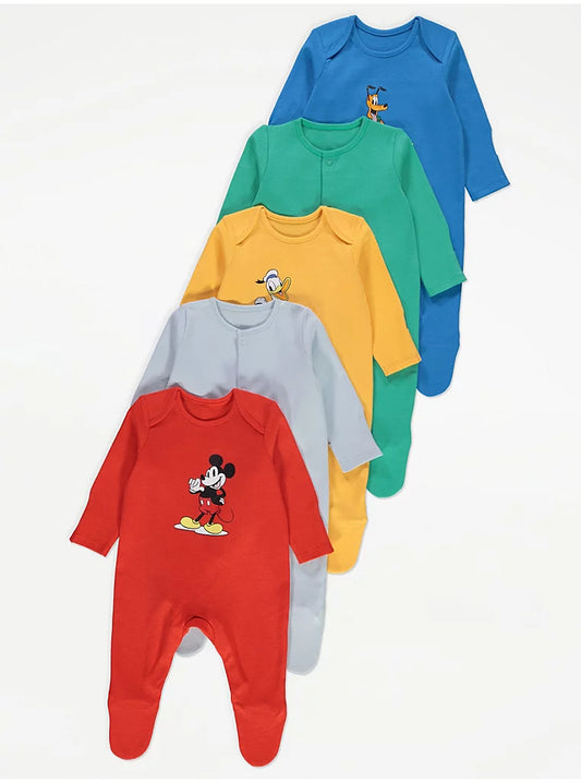 Disney Mickey & Friends Bright Sleepsuits 5 Pack