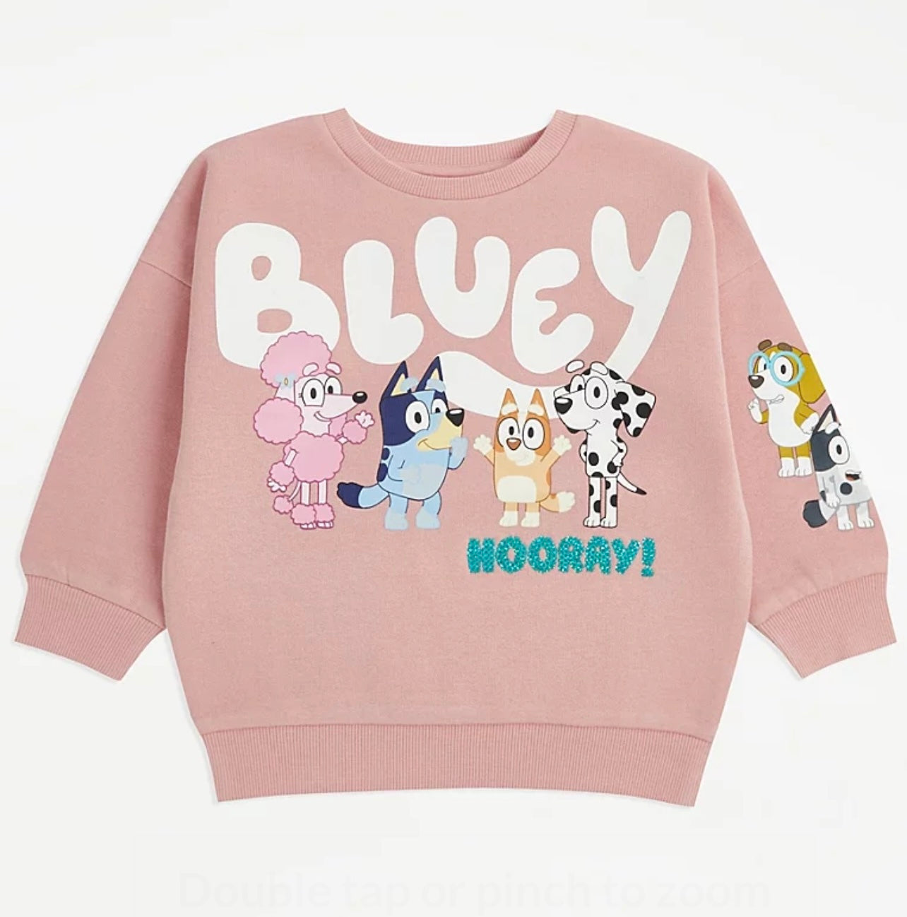 Bluey Pink Character Hooray Sequin Sweatshirt