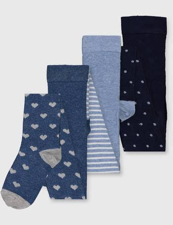 Pack of 3 blue hearts tights/leggings