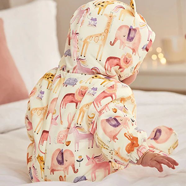 Cream Character Print Baby All-In-One Lightweight Pramsuit