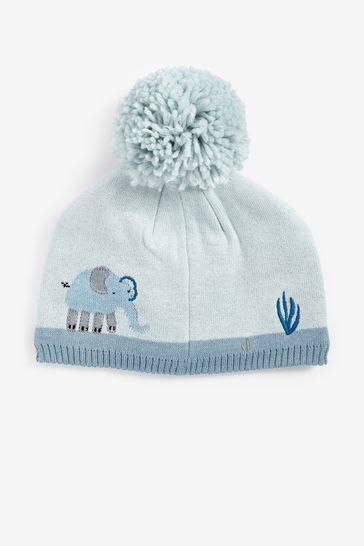 Baby Pale Blue Knitted Pom Hat