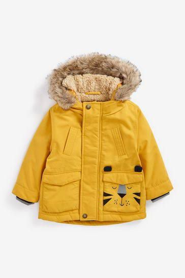 Faux Fur Hooded Parka Coat