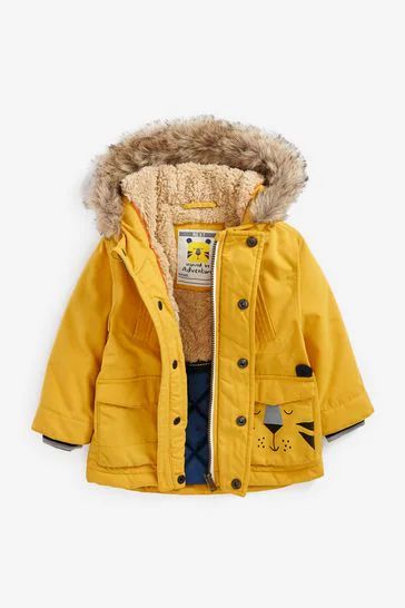 Faux Fur Hooded Parka Coat