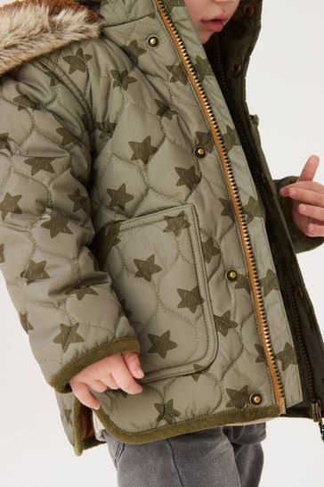 Khakhi Green Quilted Star jacket