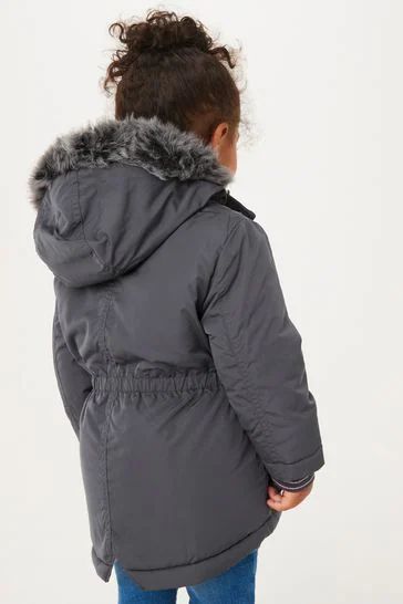 Unisex Shower Resistant Faux Fur Trim Parka