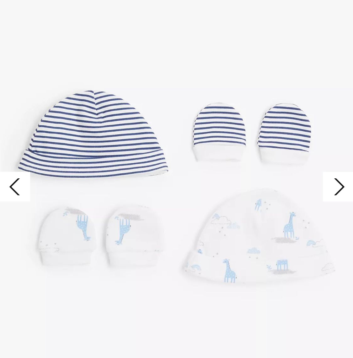 Organic Cotton Giraffe Stripe Hat & Mittens Set Pack Of 2