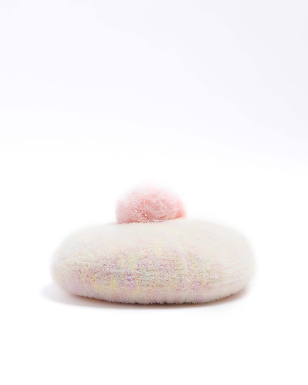 Girls Rainbow Knitted Pom Pom Beret Hat