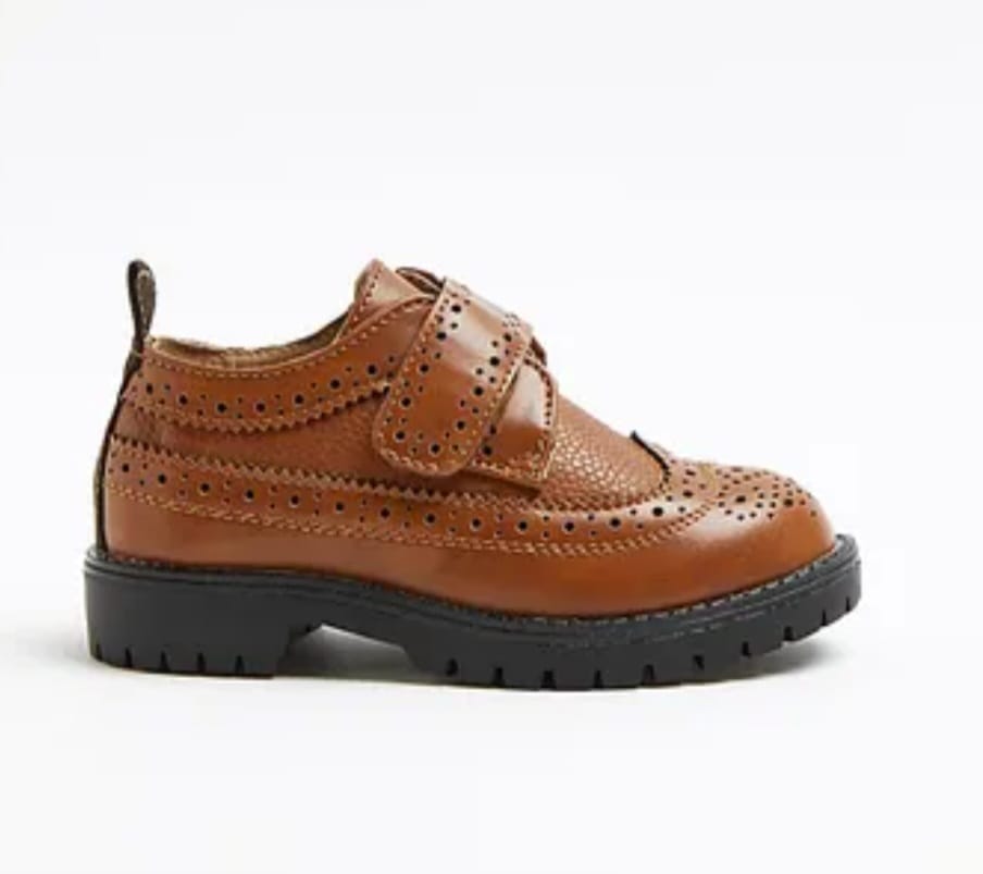 Mini Boys Brown Chunky Brogue Shoes