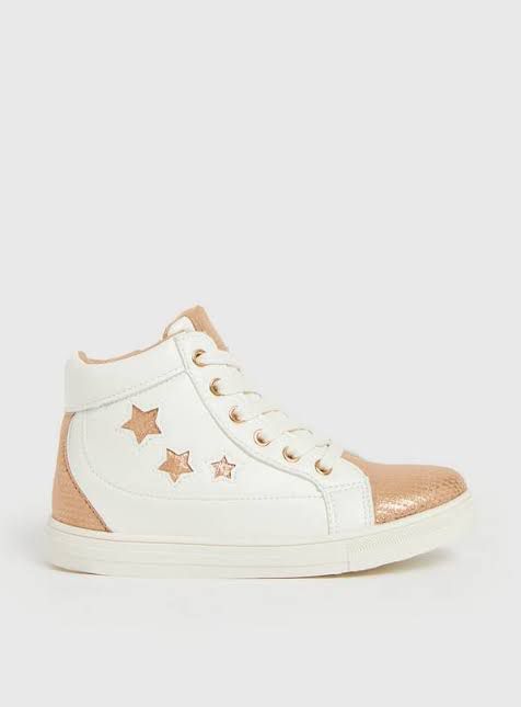 White & Metallic High Top Trainers