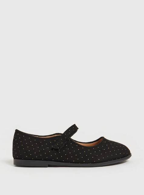 Black Velour Metallic Dot Bumper Shoes