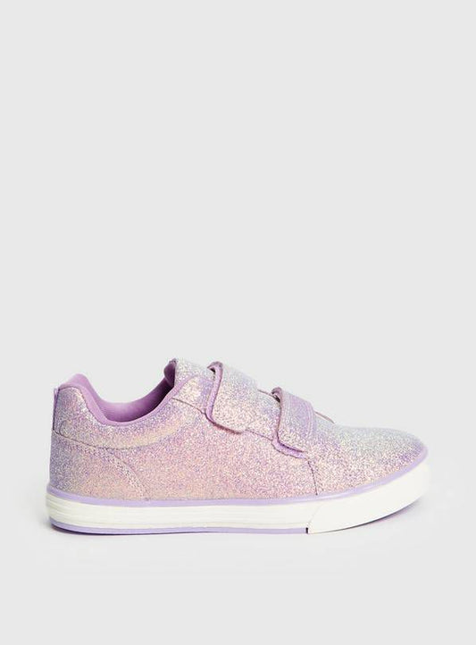 Purple Glitter Twin Strap Trainers