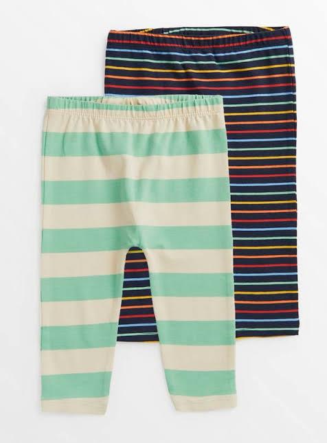 Green & Rainbow Stripe Leggings 2 Pack