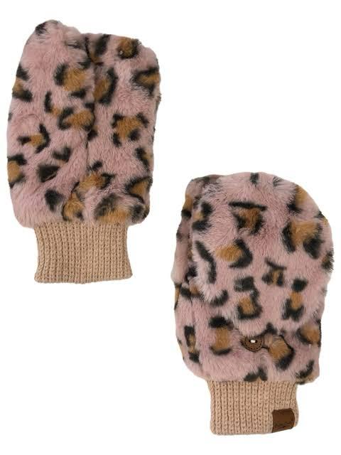 Pink Leopard Print Mittens