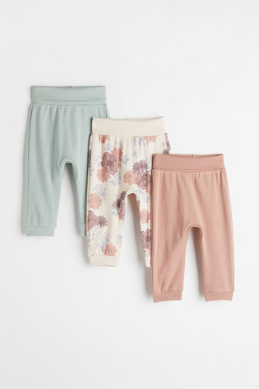 Turquoise/Pink 3-pack cotton trousers