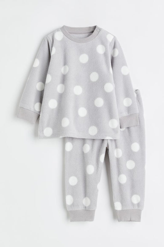 Light grey/Spotted Fleece pyjamas