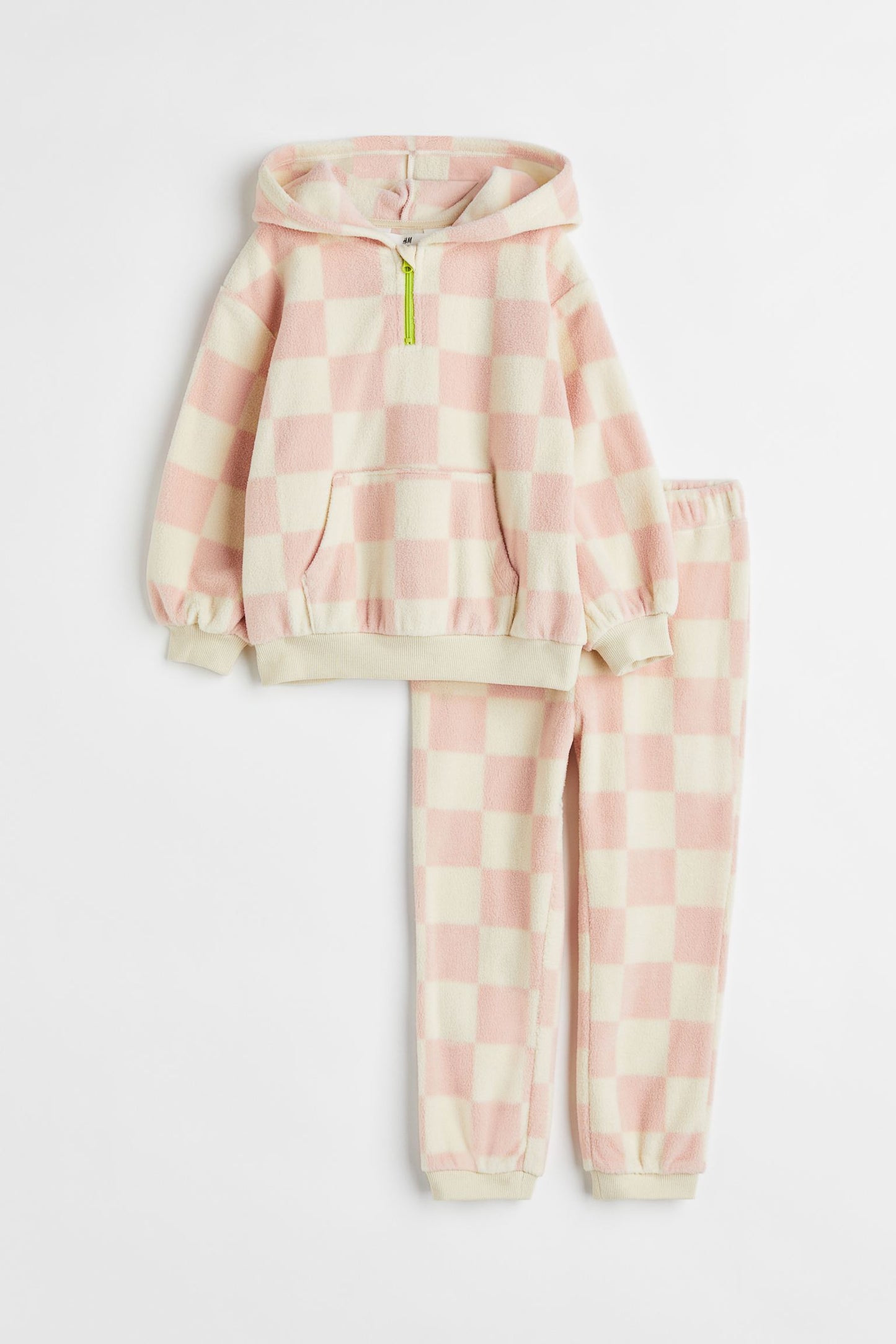 Checked 2-piece patterned fleece set