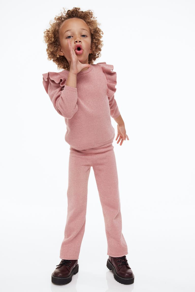 Dusky pink 2-piece glittery knitted set