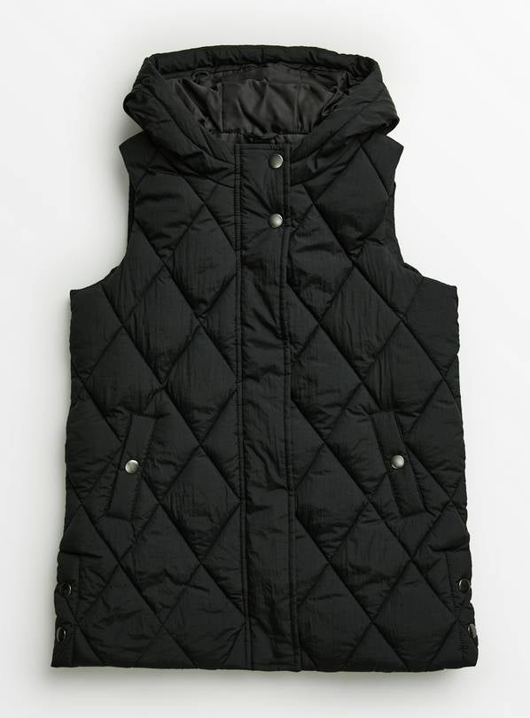 Black Longline Quilted Gilet