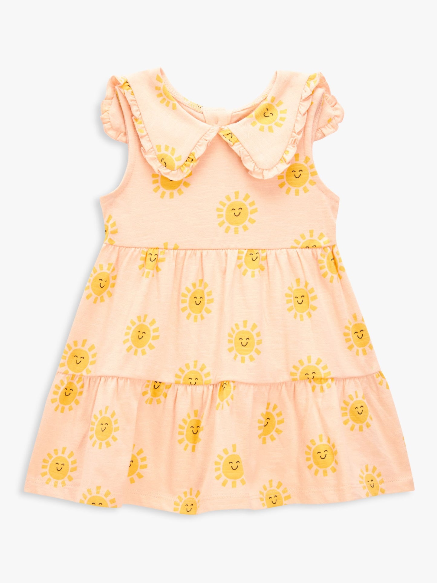 Baby Sun Print Collar Frill Tiered Dress, Multi