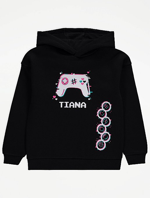 Hearts by Tiana Black Game Controller Hoodie