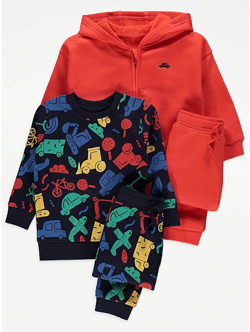 Red Dinosaur Print Sweatshirt and Joggers Outfit 2 Pack