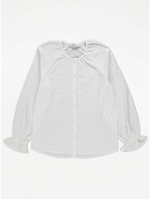 White Horse Button Front Blouse