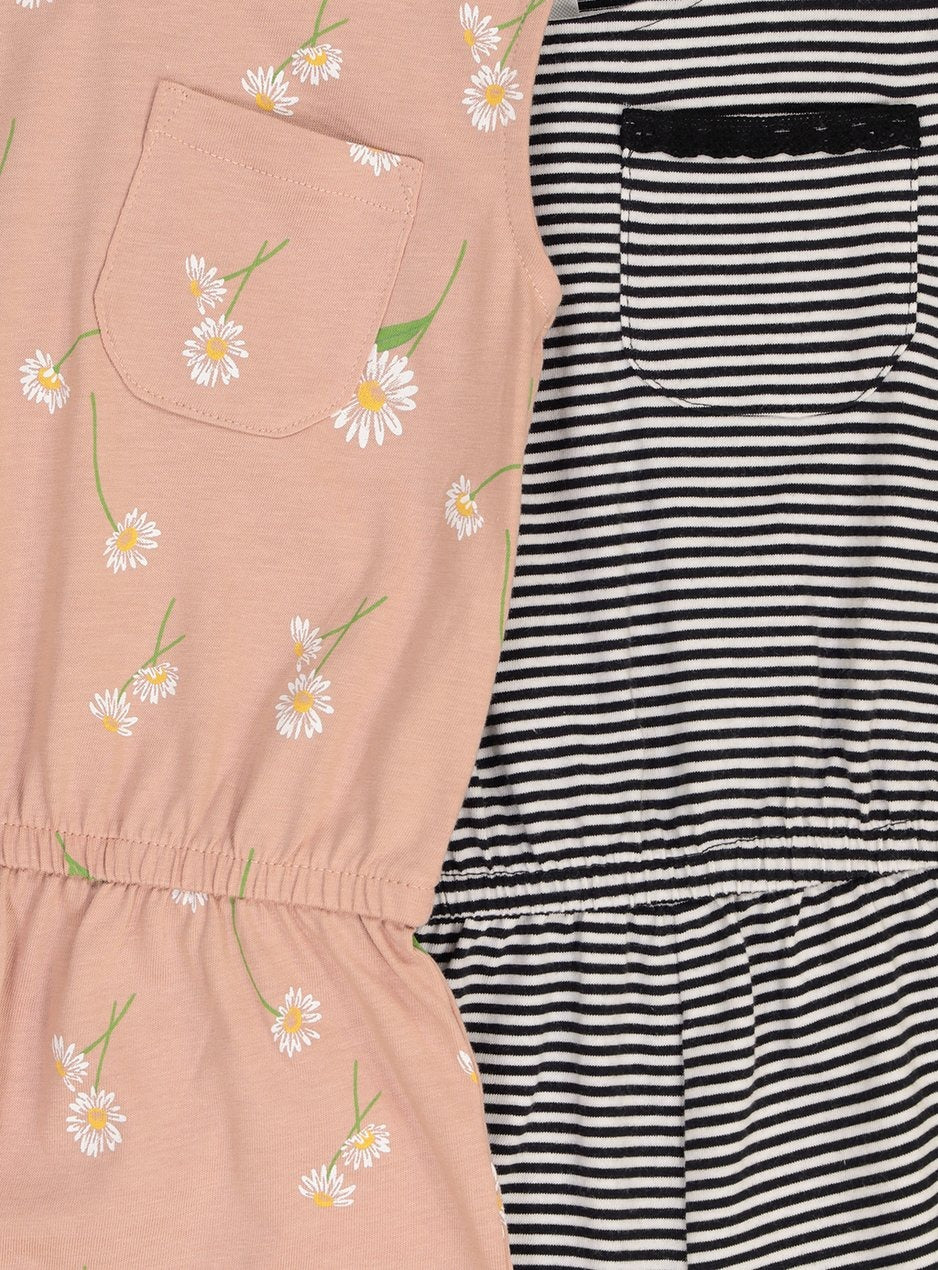 Stripe & Daisy Print Playsuits 2 Pack