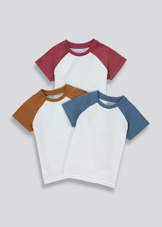 Boys 3 Pack Raglan Sleeve T-Shirts
