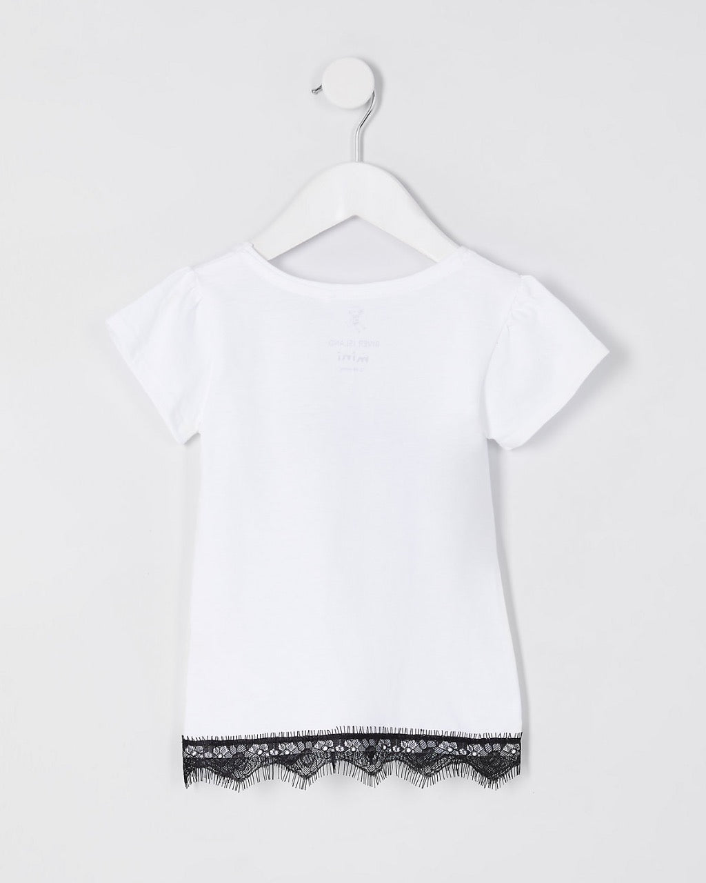 MINI GIRLS WHITE 'BEST DRESSED' LACE T-SHIRT