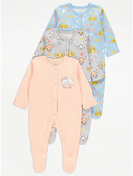 Disney Assorted Character Sleepsuits 3 Pack