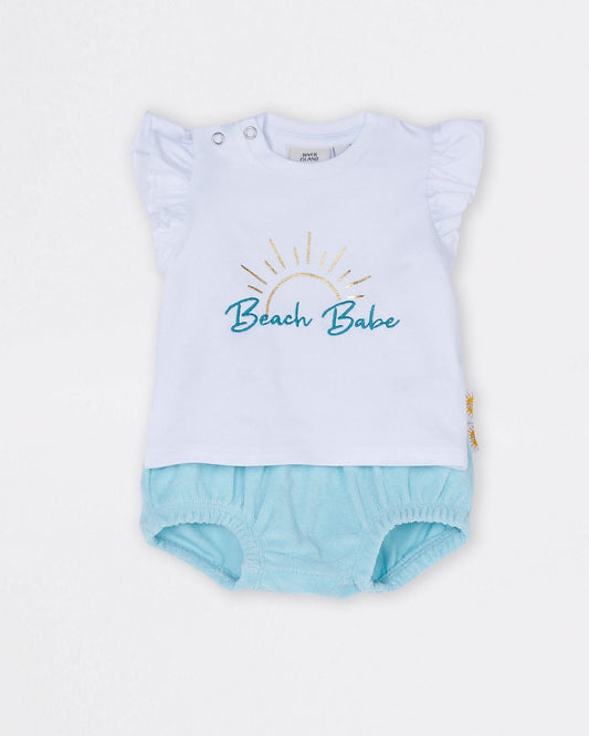 BABY CREAM 'BEACH BABE' BLOOMER SET